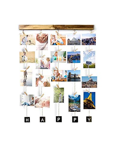 Vah Wood Picture Photo Frame Organizer Hanging Album with Clips Multicolor - Image 1