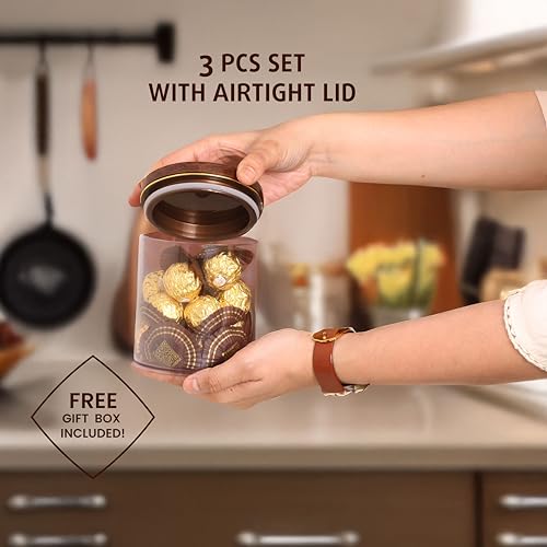 Selvel Wooden Finish Airtight Kitchen Storage Containers – Multiple Sets & Sizes (Darkwood, 800) - Image 3