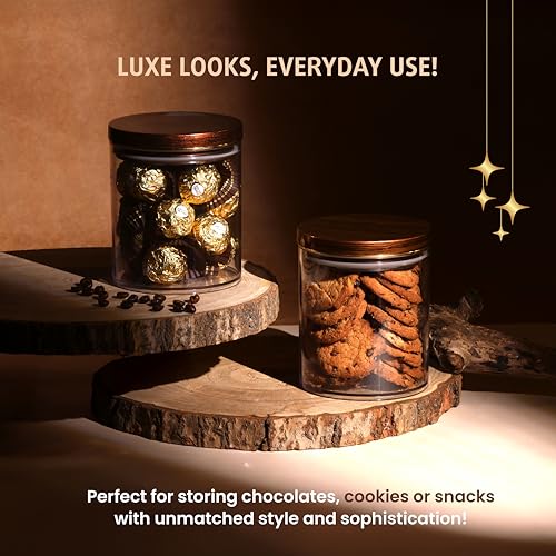 Selvel Wooden Finish Airtight Kitchen Storage Containers – Multiple Sets & Sizes (Darkwood, 800) - Image 2