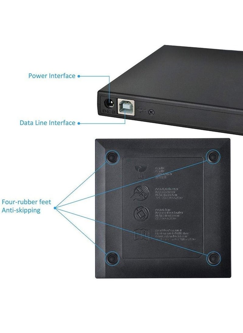 Generic - External CD DVD Drive USB 2.0 Slim Portable External CD-RW Drive DVD-RW Burner Writer Player for Laptop Notebook PC Desktop Computer - Image 1