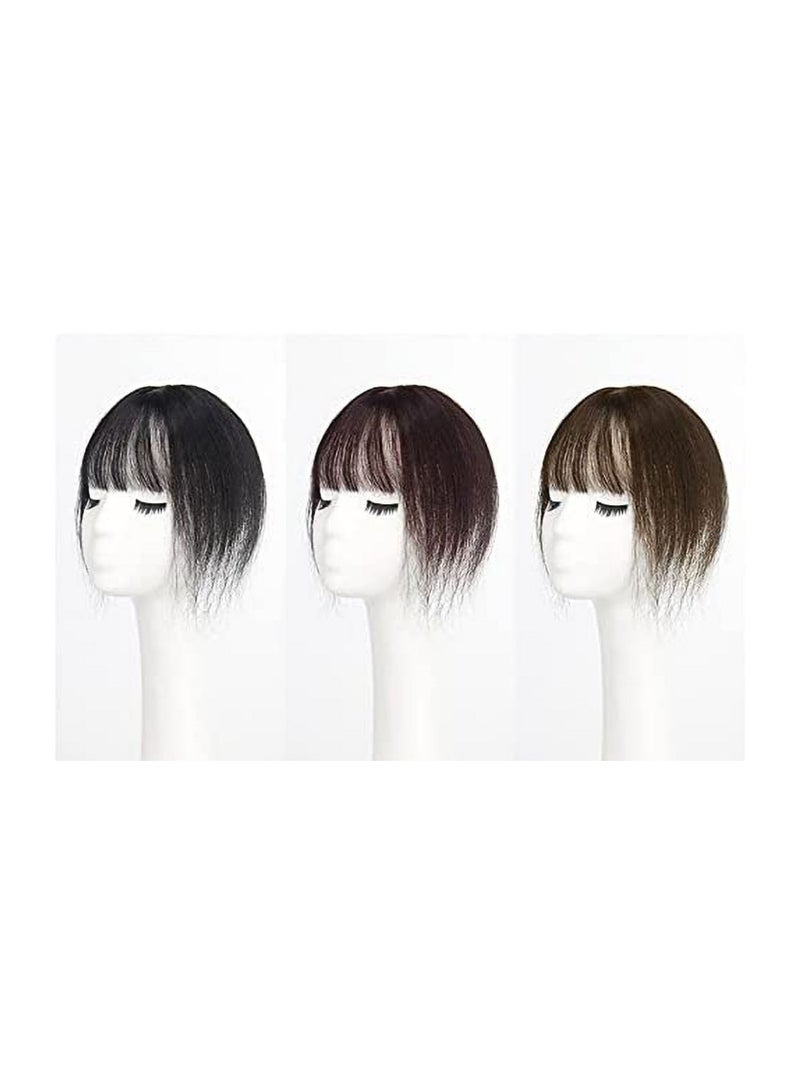 Estelle Needle Replacement Hairpiece, Invisible Fake Bangs on the Head, Real Hair 3d Air Bangs Wig Piece (#1B_Style01) - Image 3