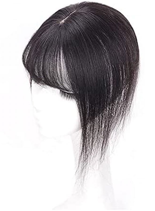 Estelle Needle Replacement Hairpiece, Invisible Fake Bangs on the Head, Real Hair 3d Air Bangs Wig Piece (#1B_Style01) - Image 1