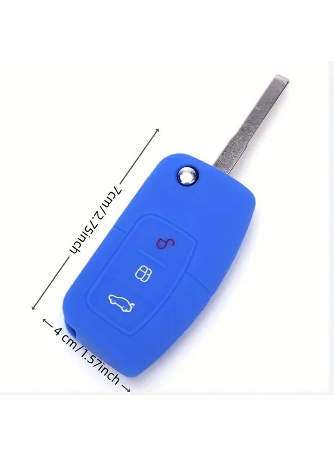 Rose Red Silicone Folding Key Case Cover For Ford Focus Fiesta Mondeo Ecosport Protection Shell - Image 2
