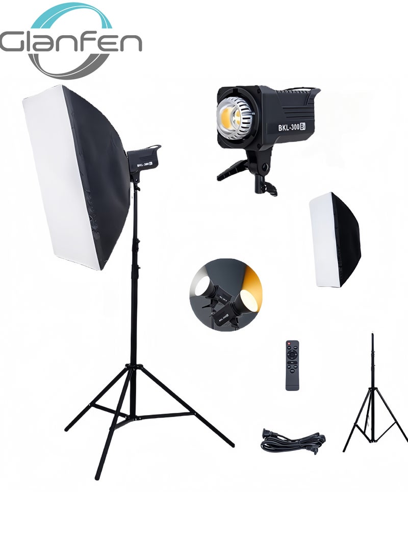 Glanfen Professional COB Photography Studio Lighting Kit,120W 2700-6500K Bi-Color Led Video Light with 60*90cm Softbox & Adjustable Stand for Photo/Video/Live Streaming - Image 1