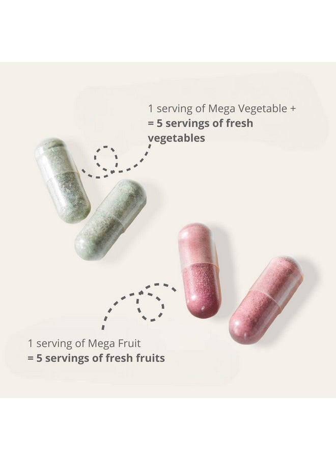 Consult Health - Nature Treasure Mega Fruits & Vegetable Dietary Supplement Duo 60 Fruit And 60 Vegetable Capsules Green And Red Superfood Vegan 100% Plant Based Nutrition - Image 1