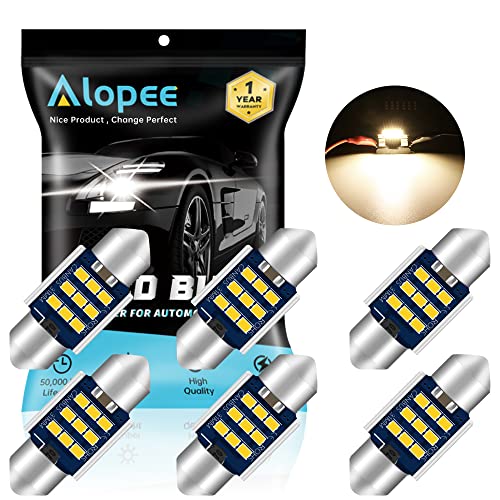 Alopee DE3175 Led Bulb Warm White 3000K 122 inch 31mm Festoon Led Bulb NonPolarity Error Free Replacement for Dome Light Map Door Trunk License Plate Light Pack of 6 DC 928V
