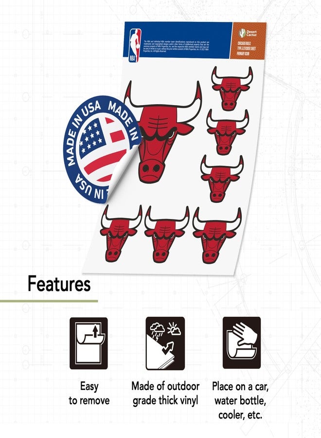 Desert Cactus Chicago Bulls NBA Officially Licensed Sticker Vinyl Decal Laptop Water Bottle Car Scrapbook (Type 3-1) - Image 4