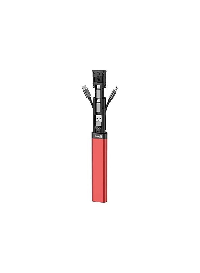 budi fonefunshop Budi 9-in-1 Essential Travel Charging & Data Sync Cable Stick - Red - Image 2