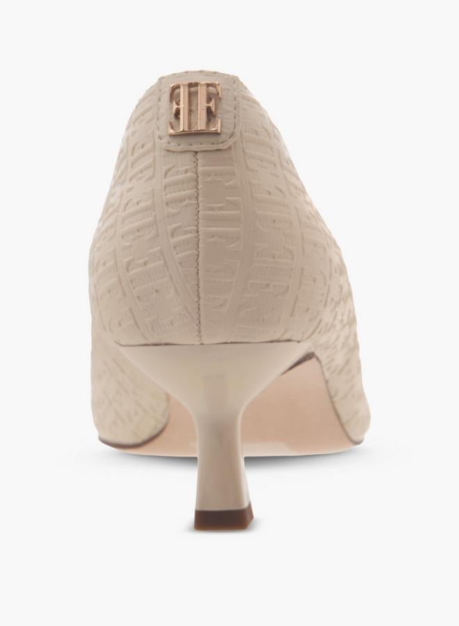 ELLE Women Monogram Textured Kitten Heel Pumps - Image 5