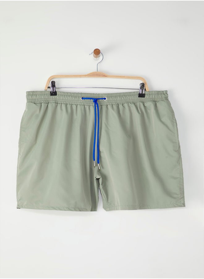 trendyol Light Khaki Plus Size Standard Fit Swim Shorts  - Image 1
