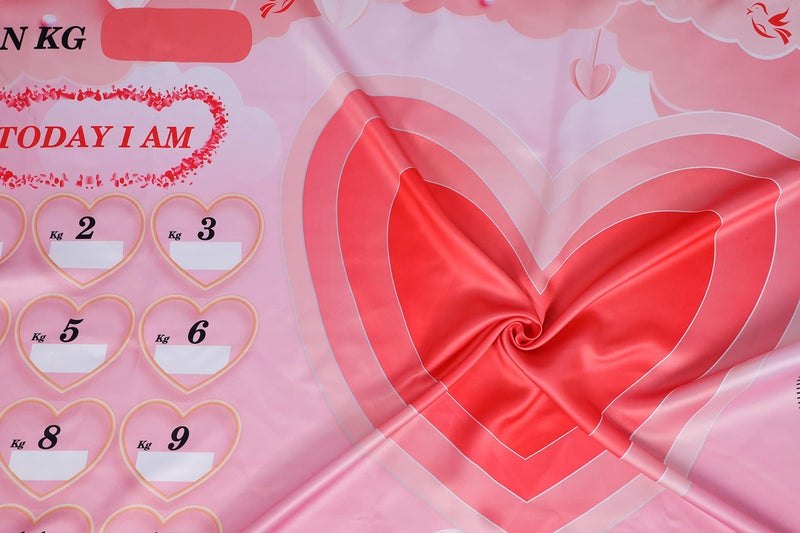 Keshav Creation Baby Boy's and Baby Girl's Monthly Milestone Forever Love Growth Chart Picture Blanket with Month Marker Multicolour 0 to 12 Months_Heart - Image 3