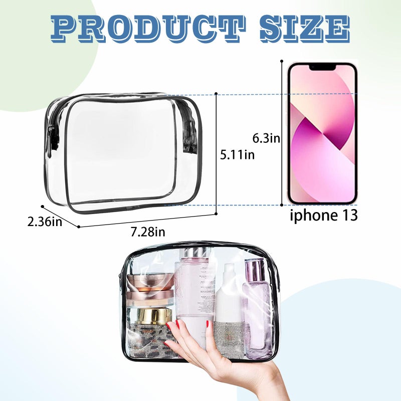 YedsIntu 16 Pieces Clear Makeup Bags Bulk, TSA Approved Toiletry Bag for Travel, PVC Waterproof Travel Small Pouches Clear Pouch with Zipper for Men and Women Carry-on Travel Essentials Cosmetic Bags (Black) - Image 2