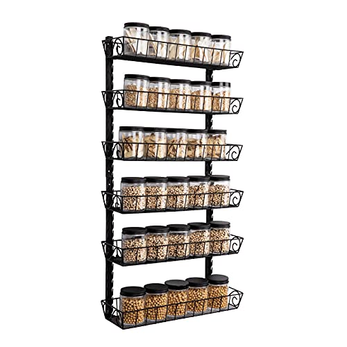 SWOMMOLY Adjustable Wall Mount Spice Rack, 6-Tier Dual-use (Multi-use) Organizer, Black - Image 1