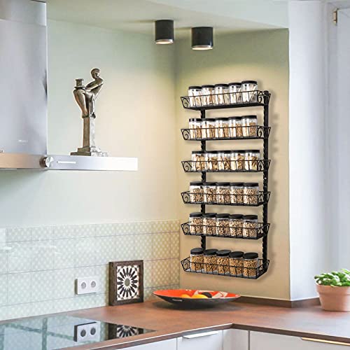 SWOMMOLY Adjustable Wall Mount Spice Rack, 6-Tier Dual-use (Multi-use) Organizer, Black - Image 2