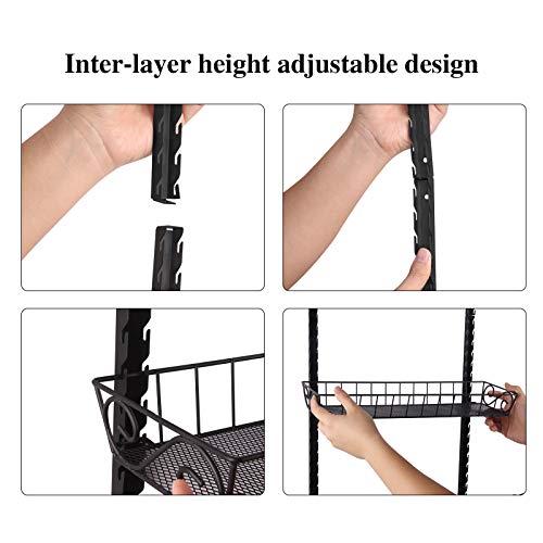SWOMMOLY Adjustable Wall Mount Spice Rack, 6-Tier Dual-use (Multi-use) Organizer, Black - Image 4