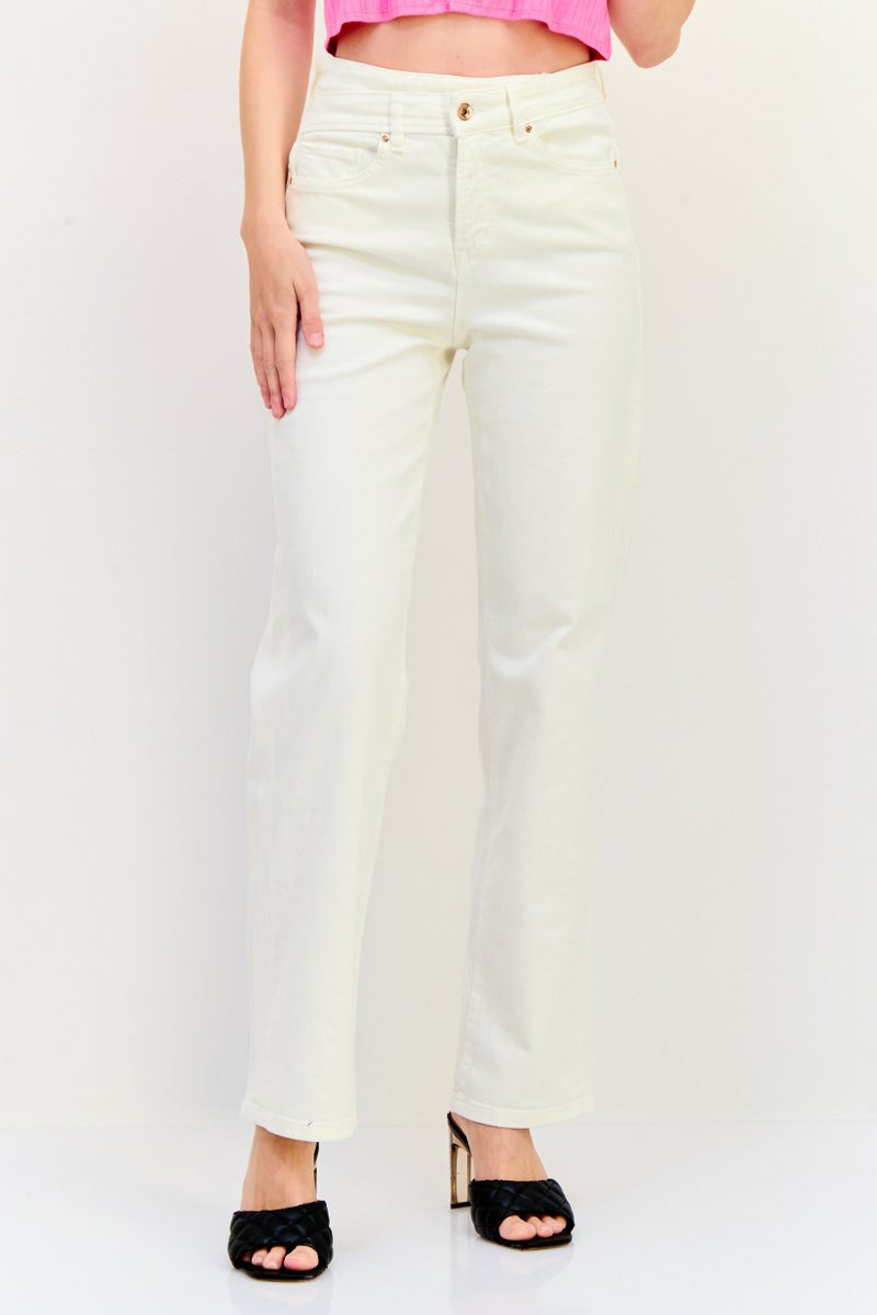 SALSA Women Regular Fit Plain Stretchable Jeans, White  - Image 1