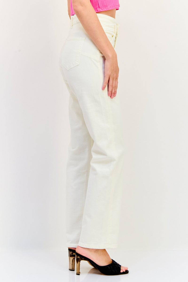 SALSA Women Regular Fit Plain Stretchable Jeans, White  - Image 4