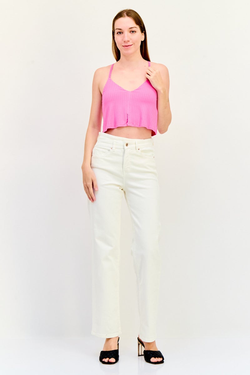 SALSA Women Regular Fit Plain Stretchable Jeans, White  - Image 3