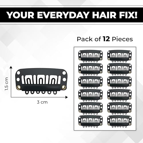Beuni Hair Extension Clips for Women & Hair Clip for Men | Easy Sew-On Wig & Hair Patch Clips | Rust-Resistant Stainless Steel | Soft Silicone Grip | Durable & Comfortable | 12 PCS - Image 3