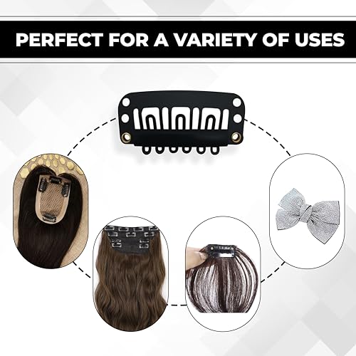 Beuni Hair Extension Clips for Women & Hair Clip for Men | Easy Sew-On Wig & Hair Patch Clips | Rust-Resistant Stainless Steel | Soft Silicone Grip | Durable & Comfortable | 12 PCS - Image 5