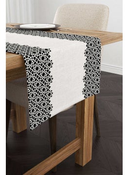 Cango Home Black Cream Ramadan Themed Decorative Patterned Digital Printed Runner CGH1319-RN  - Image 1