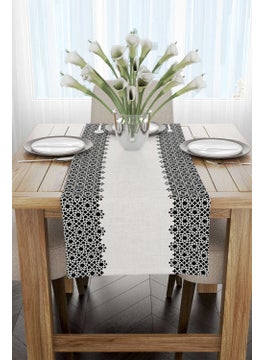 Cango Home Black Cream Ramadan Themed Decorative Patterned Digital Printed Runner CGH1319-RN  - Image 2