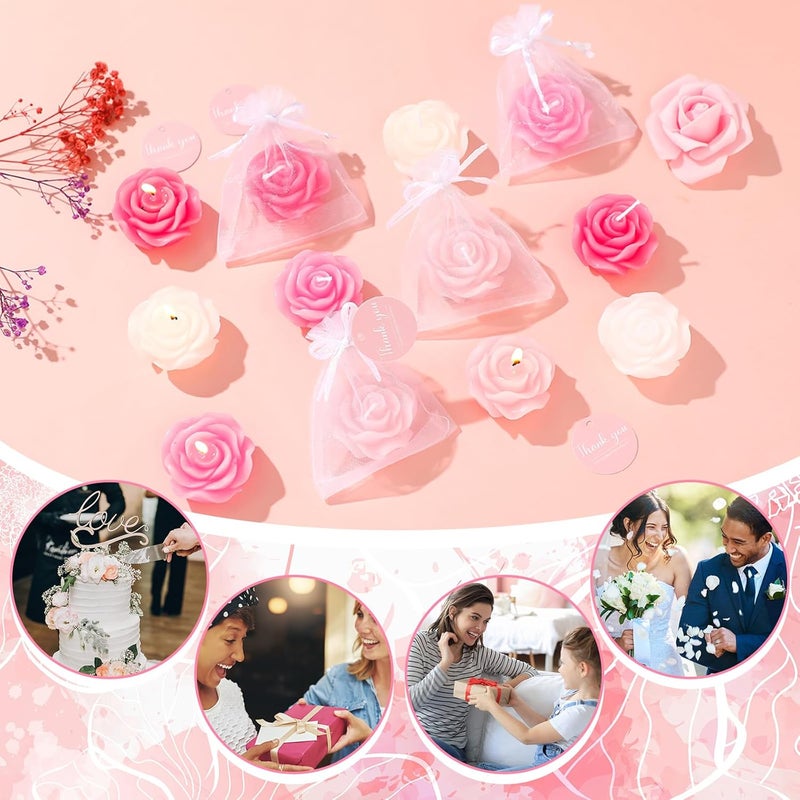 Treela 24 Set Flower Candles Wedding Favor for Guests Mini Pink Rose Shaped Tealight Candles for Return Gift Wedding Birthday Bridal Shower Housewarming Party - Image 5