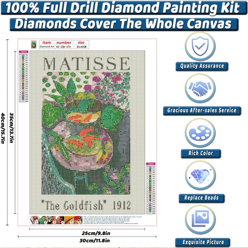 KICHANG Goldfish Diamond Painting Diamond Art Kits for Adults,Diamond Art Diamond Painting,5D Diamond Painting Accessories Diamond Art Kits,Round Full Drill Diamond Dots-Home Decor&Gift-12x16in - Image 2