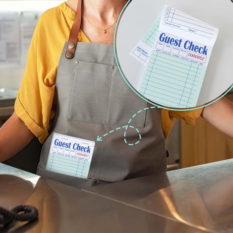 DGBDPACK Guest Checks for Servers （6 Books）, Server Note Pads, Waiter Checkbook, Waitress Notepad for Restaurants, 50 Sheets/Pack, 300 Total Tickets,(Green, 6.75"x3.5") - Image 5