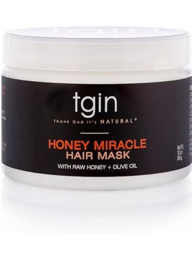 Tgin Honey Miracle Hair Mask Deep Conditioner with Raw Olive Oil For Natural Dry Curly Hair 340 g - Image 1