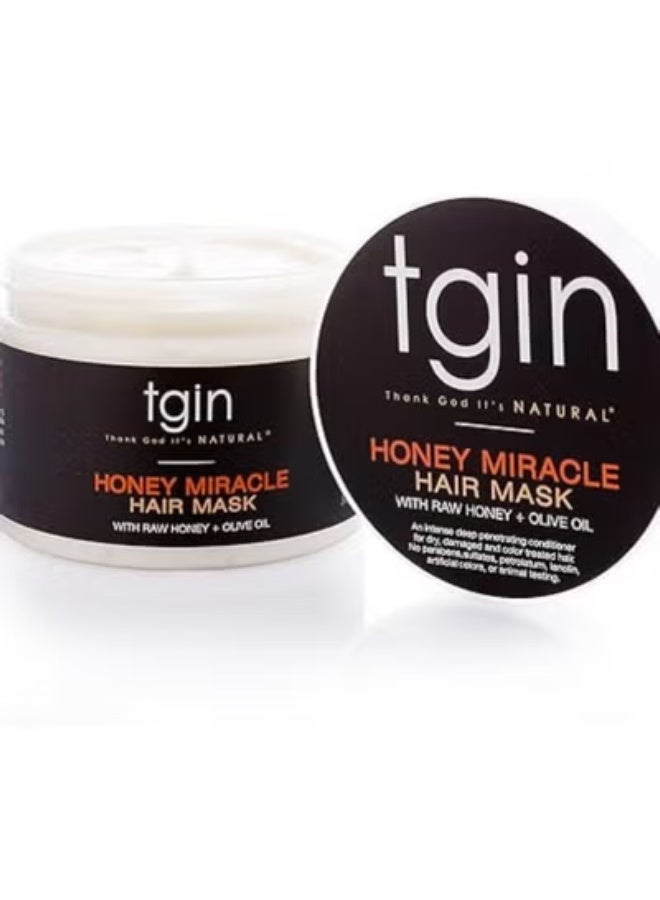 Tgin Honey Miracle Hair Mask Deep Conditioner with Raw Olive Oil For Natural Dry Curly Hair 340 g - Image 2