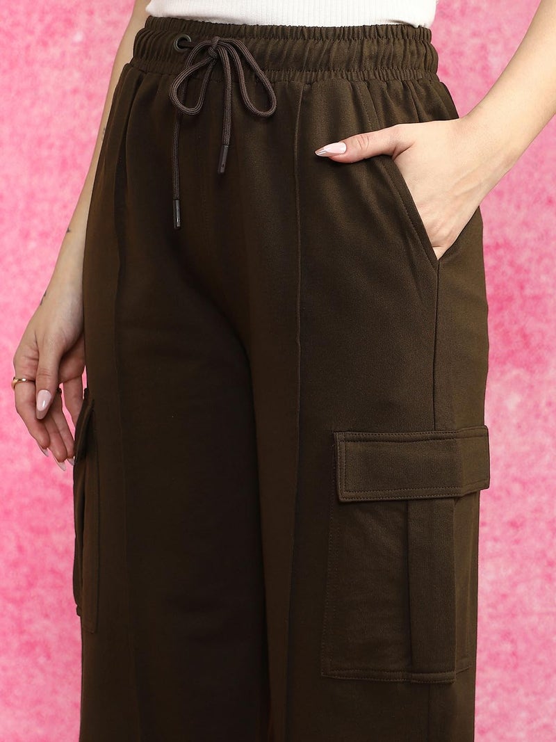 JUNEBERRY Women’s Oversized Joggers | Relaxed Comfortable Bottoms for Travel, Gym & Casual Wear | Trendy Stylish Joggers | Available in JB_KNJG7_BRN_M Brown - Image 2