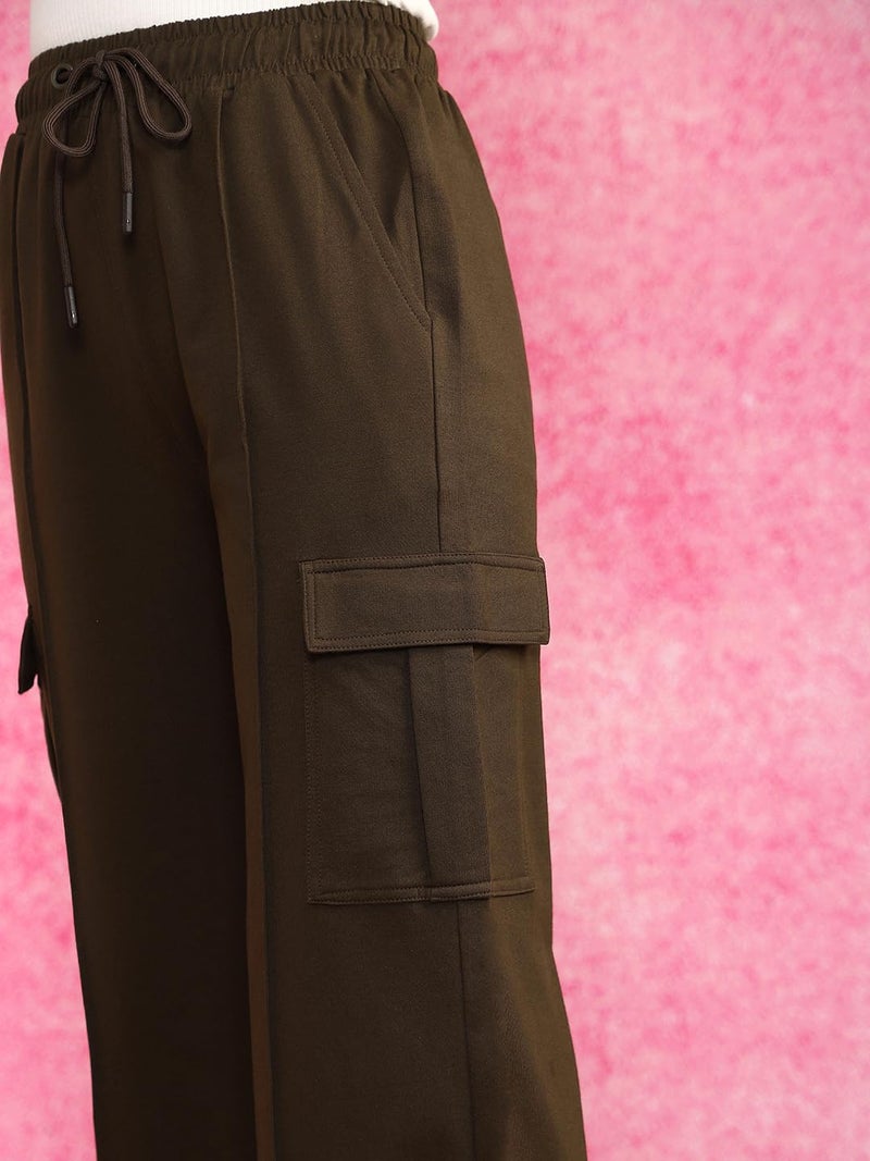 JUNEBERRY Women’s Oversized Joggers | Relaxed Comfortable Bottoms for Travel, Gym & Casual Wear | Trendy Stylish Joggers | Available in JB_KNJG7_BRN_M Brown - Image 3
