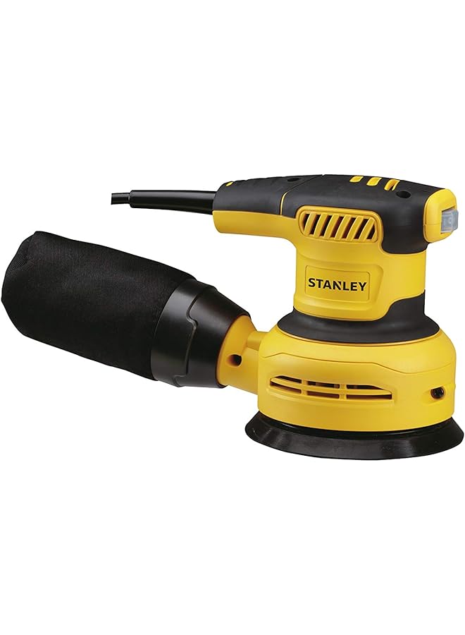 ستانلي ماكينة صنفرة عشوائية ذات سرعة متغيرة 125 مم 300 واط Ss30 باللونين الأصفر والأسود - Image 1