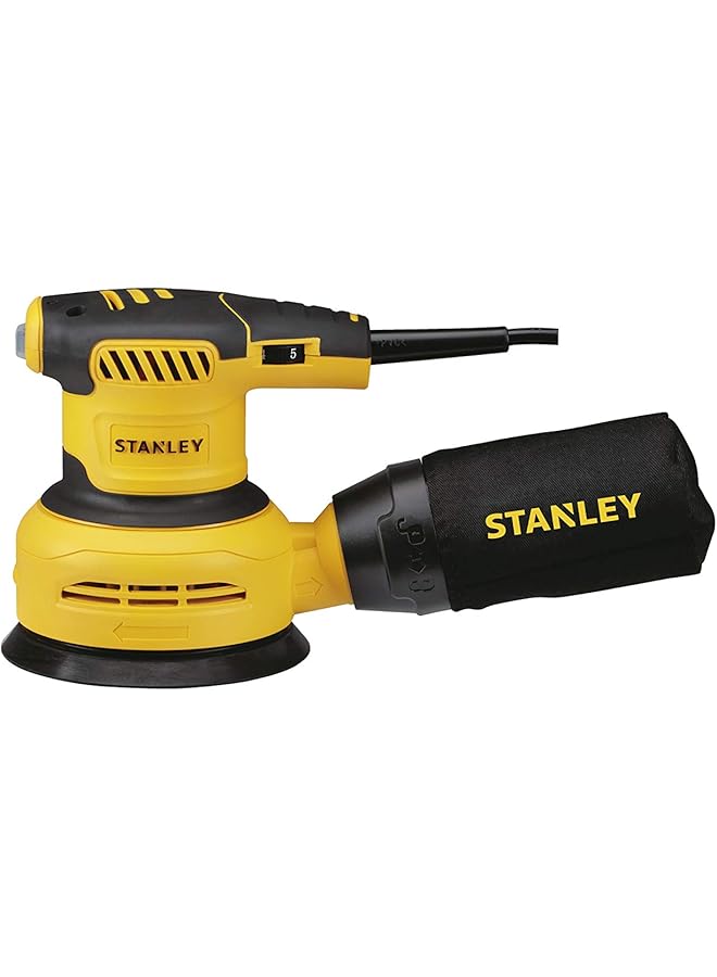 ستانلي ماكينة صنفرة عشوائية ذات سرعة متغيرة 125 مم 300 واط Ss30 باللونين الأصفر والأسود - Image 2