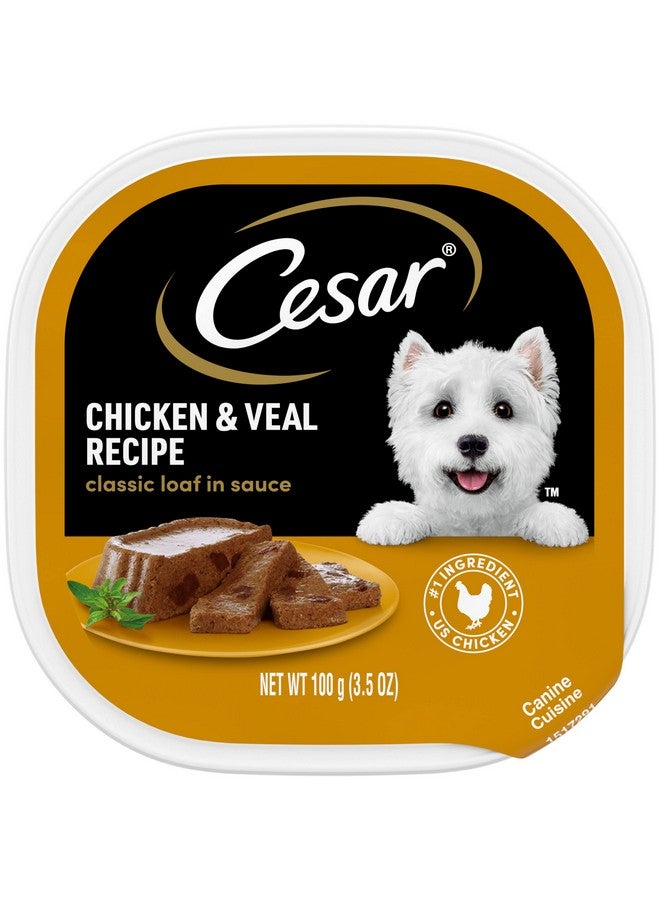 CESAR Adult Wet Dog Food Classic Loaf in Sauce Chicken & Veal Recipe, 3.5 oz. Easy Peel Trays, Pack of 24 - Image 1