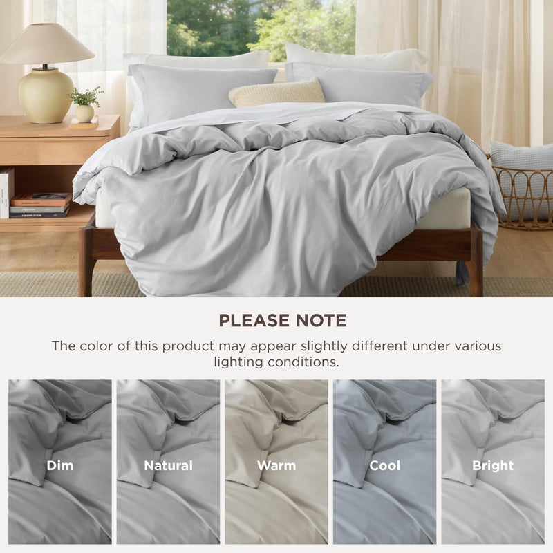 Bedsure Duvet Cover Queen Size - Soft Double Brushed Bedding Set for Kids & Adults, Zipper Closure, 3 Pieces, Includes 1 Duvet Cover (90"x90") & 2 Pillow Shams, NO Comforter, Silver Grey - Image 5