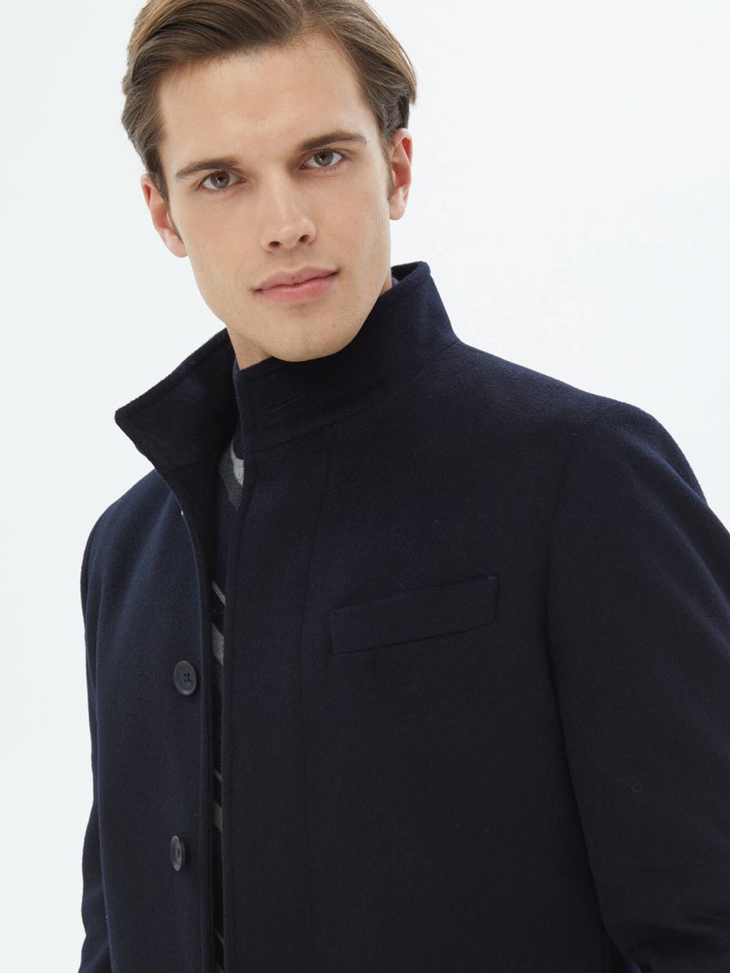 Kip Navy Blue Woven Coat  - Image 3