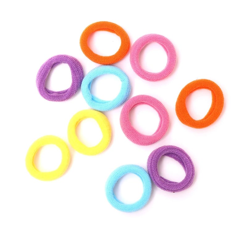 Generic 100 Pcs Soft Hair Rubber Bands Hair Ties Ponytail Holders Mini Rubber band Hair Accessories For Kids Babies Girls Pack of 100 Multicolor  - Image 1