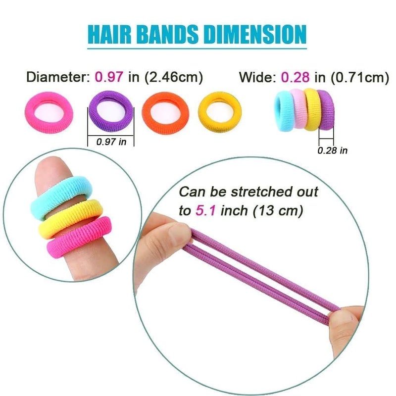 Generic 100 Pcs Soft Hair Rubber Bands Hair Ties Ponytail Holders Mini Rubber band Hair Accessories For Kids Babies Girls Pack of 100 Multicolor  - Image 5