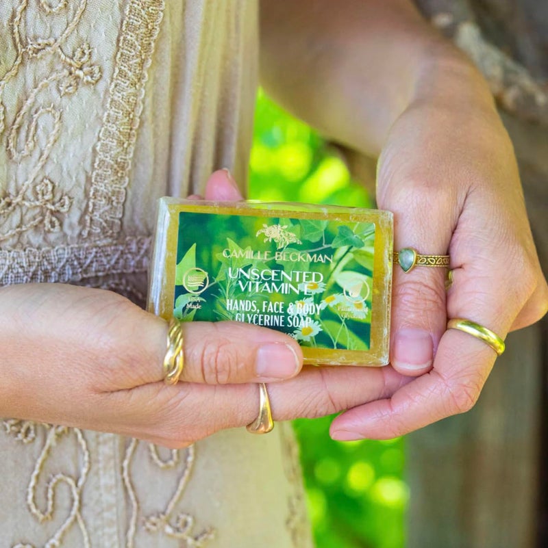 Camille Beckman Essentials Gift basket, Vitamin E Unscented, Glycerine Hand Therapy 6 oz, Silky Body Cream 13 oz, Hand and Shower Cleansing Gel 13 oz, Glycerine Soap 3.5 oz - Image 5