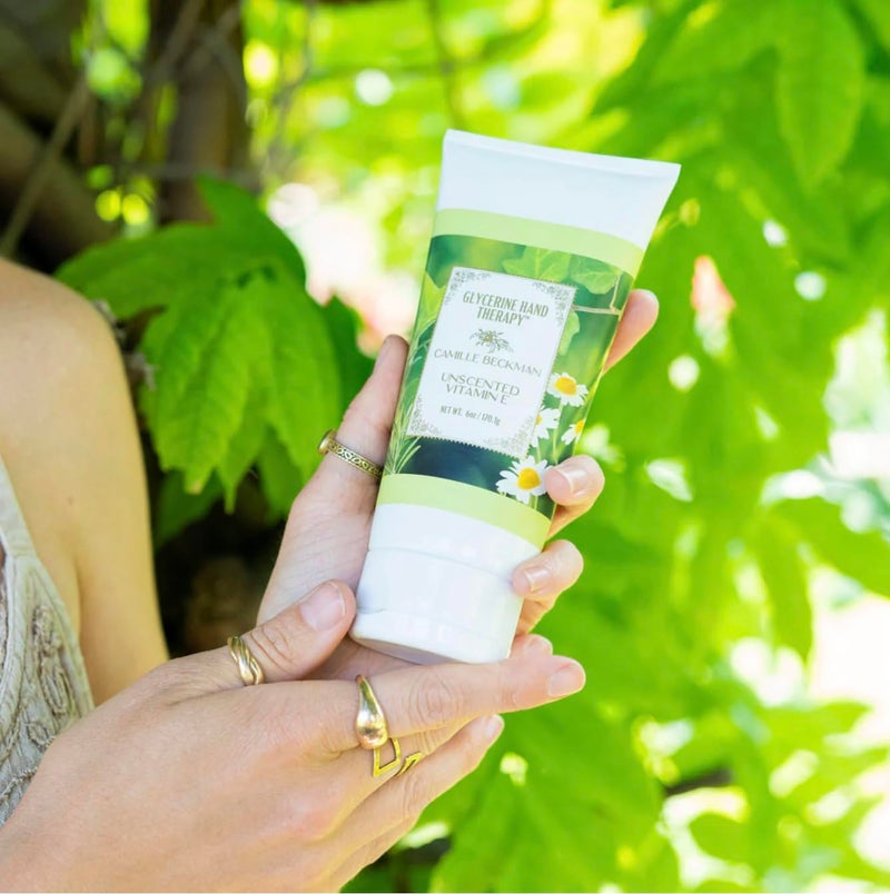 Camille Beckman Essentials Gift basket, Vitamin E Unscented, Glycerine Hand Therapy 6 oz, Silky Body Cream 13 oz, Hand and Shower Cleansing Gel 13 oz, Glycerine Soap 3.5 oz - Image 4