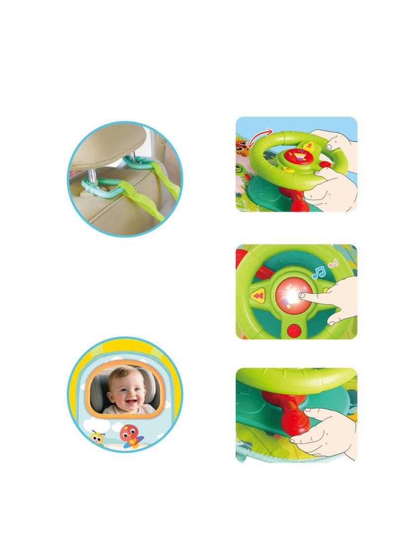 Hola Baby Car Steering Wheel Toy for 12+ Months | Musical Driving Play with Lights, Engine Sounds & Interactive Mirror | Portable Infant Travel Toy - Image 5