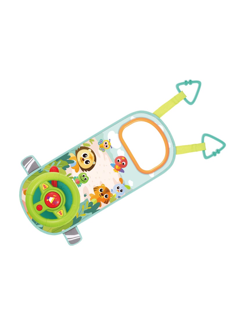 Hola Baby Car Steering Wheel Toy for 12+ Months | Musical Driving Play with Lights, Engine Sounds & Interactive Mirror | Portable Infant Travel Toy - Image 4