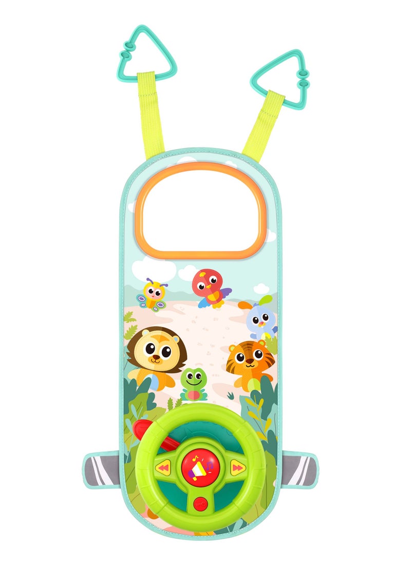 Hola Baby Car Steering Wheel Toy for 12+ Months | Musical Driving Play with Lights, Engine Sounds & Interactive Mirror | Portable Infant Travel Toy - Image 2
