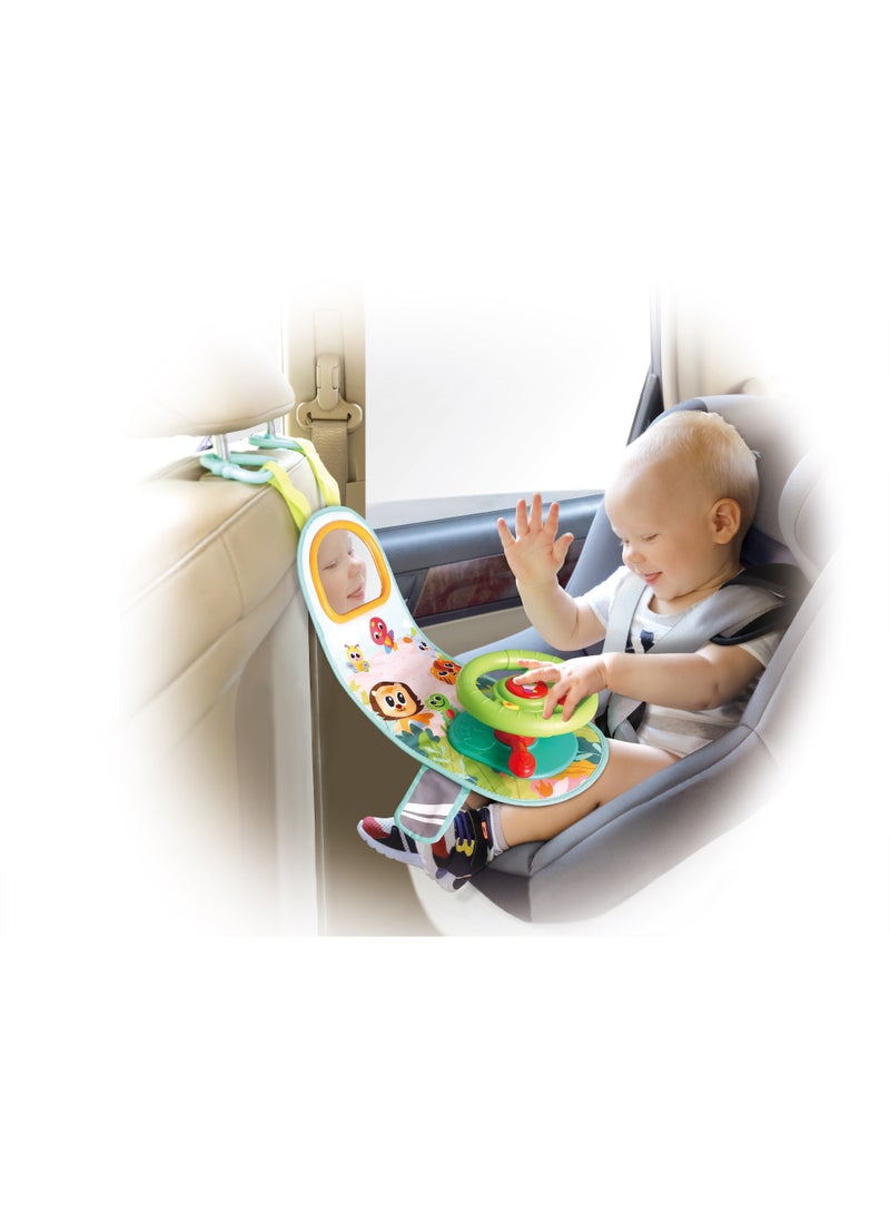 Hola Baby Car Steering Wheel Toy for 12+ Months | Musical Driving Play with Lights, Engine Sounds & Interactive Mirror | Portable Infant Travel Toy - Image 3
