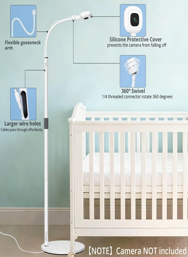 Derebir Upgraded Floor Stand for Nanit Pro Baby Monitor, Heavy-Duty Gooseneck 360° Swivel Holder Mount-Extendable Height & Stable Base with 10FT Charging Cable Adapter-Prevents Falling Off - Image 2
