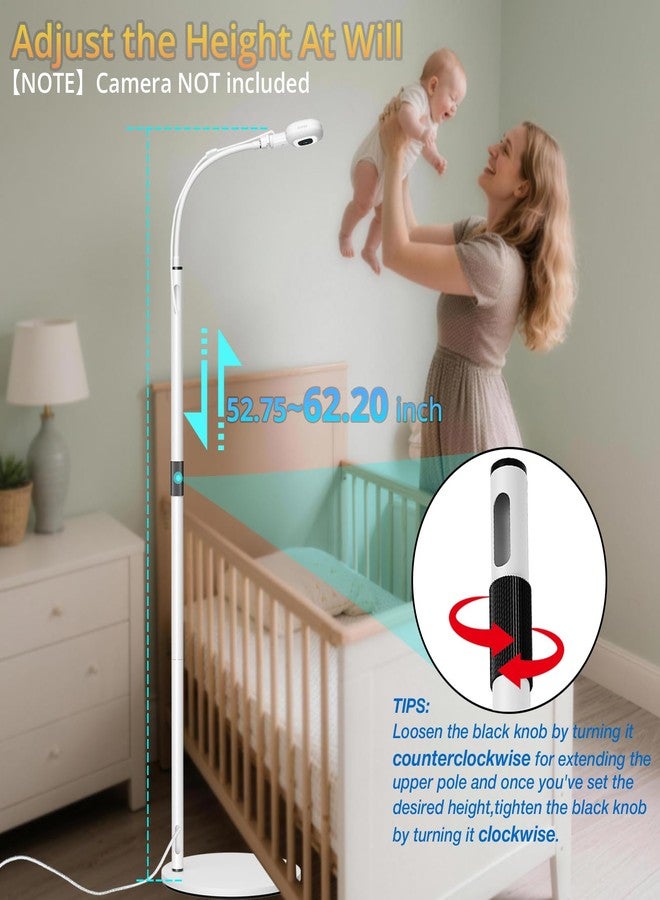 Derebir Upgraded Floor Stand for Nanit Pro Baby Monitor, Heavy-Duty Gooseneck 360° Swivel Holder Mount-Extendable Height & Stable Base with 10FT Charging Cable Adapter-Prevents Falling Off - Image 4