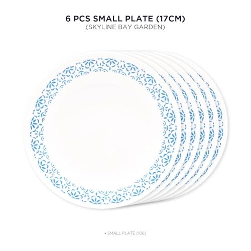 Corelle Skyline Bay Garden - 17cm Small Plate/B&B Plate Pack of 6 | for Family of 6 | Break & Chip Resistant | Lightweight & Durable | Microwave & Dishwasher Safe - Image 2