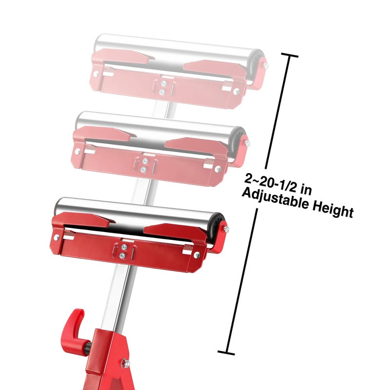 WORKPRO Folding Roller Stand Height Adjustable, Heavy Duty 250 LB Load Capacity, Outfeed Woodworking (Upgraded head) - Image 4